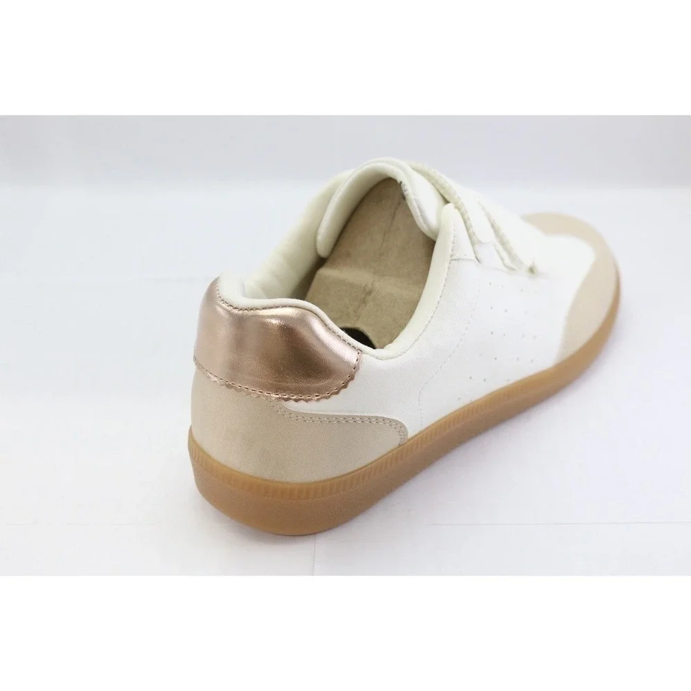Dolce Vita White Tan Rose Gold Sneakers Size 8.5 Womens Quick Hook & Loop NEW
